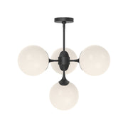 Nouveau 26" 4-Light Chandelier in Matte Black/Opal Matte Glass