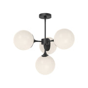 Nouveau 26" 4-Light Chandelier in Matte Black/Opal Matte Glass