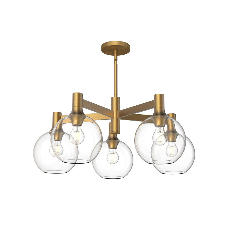 Castilla 29" 5-Light Chandelier in Aged Gold/Clear Glass