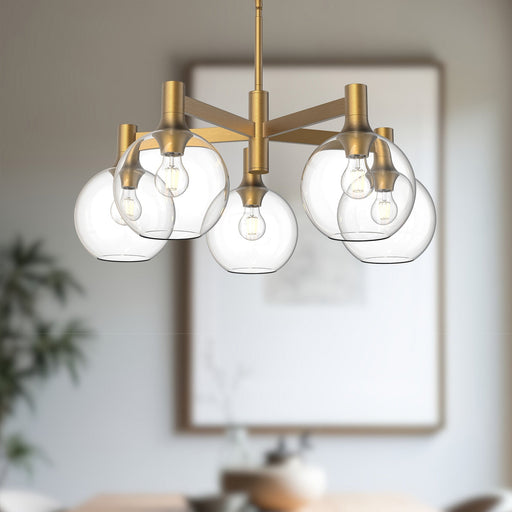 Castilla 29" 5-Light Chandelier in Aged Gold/Clear Glass