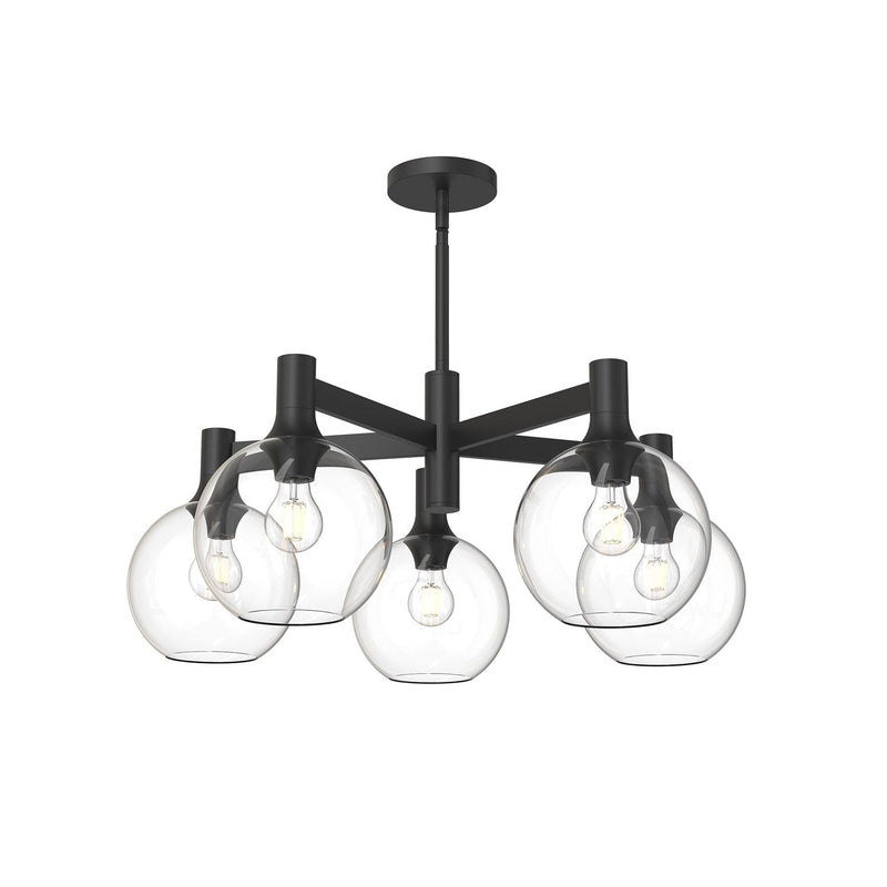 Castilla 29" 5-Light Chandelier in Clear Glass/Matte Black