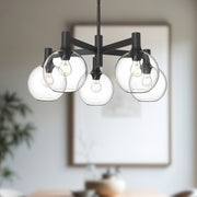 Castilla 29" 5-Light Chandelier in Clear Glass/Matte Black