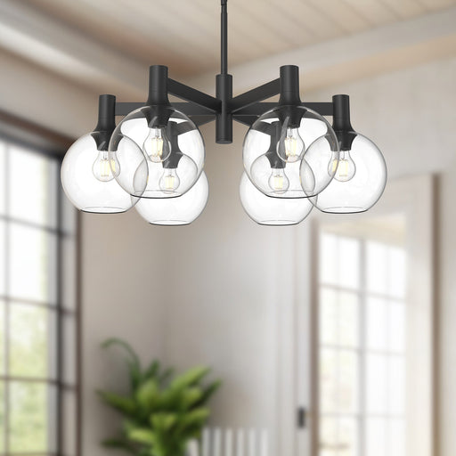 Castilla 29" 6-Light Chandelier in Clear Glass/Matte Black