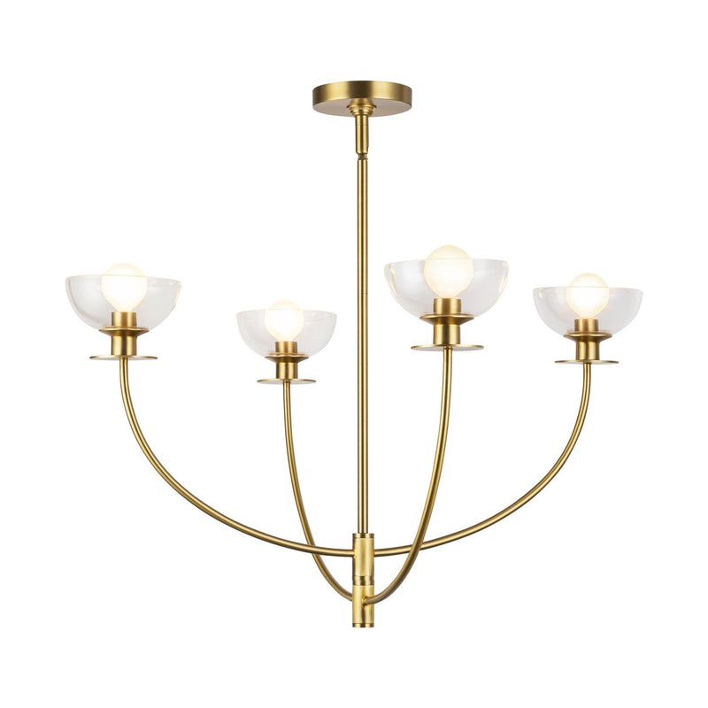 Sylvia 26" 4-Light Chandelier in Brushed Gold/Clear Glass