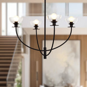 Sylvia 26" 4-Light Chandelier in Matte Black/Clear Glass