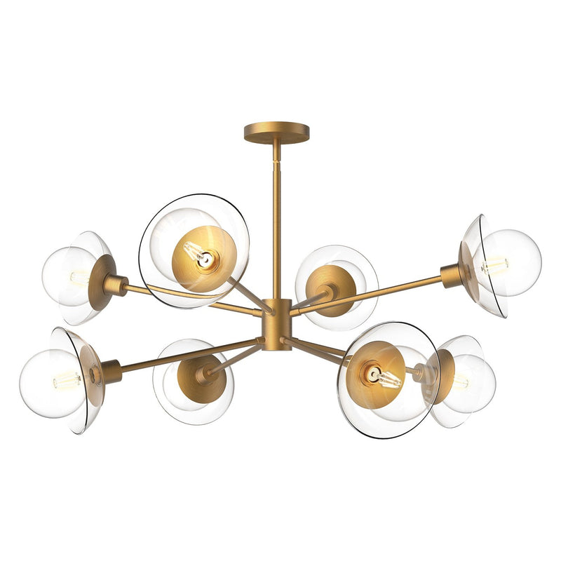 Francesca 40" 8-Light Chandelier in Aged Gold/Clear Glass