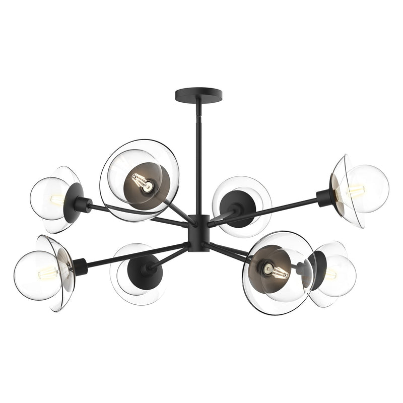 Francesca 40" 8-Light Chandelier in Clear Glass/Matte Black
