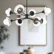 Francesca 40" 8-Light Chandelier in Clear Glass/Matte Black