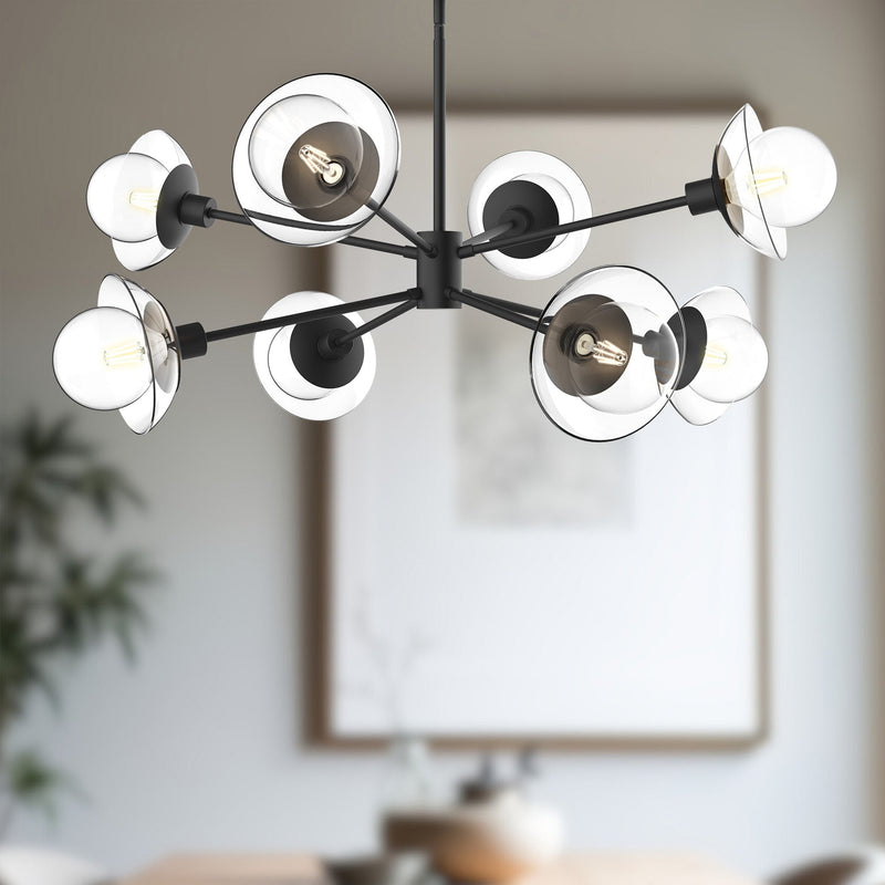 Francesca 40" 8-Light Chandelier in Clear Glass/Matte Black