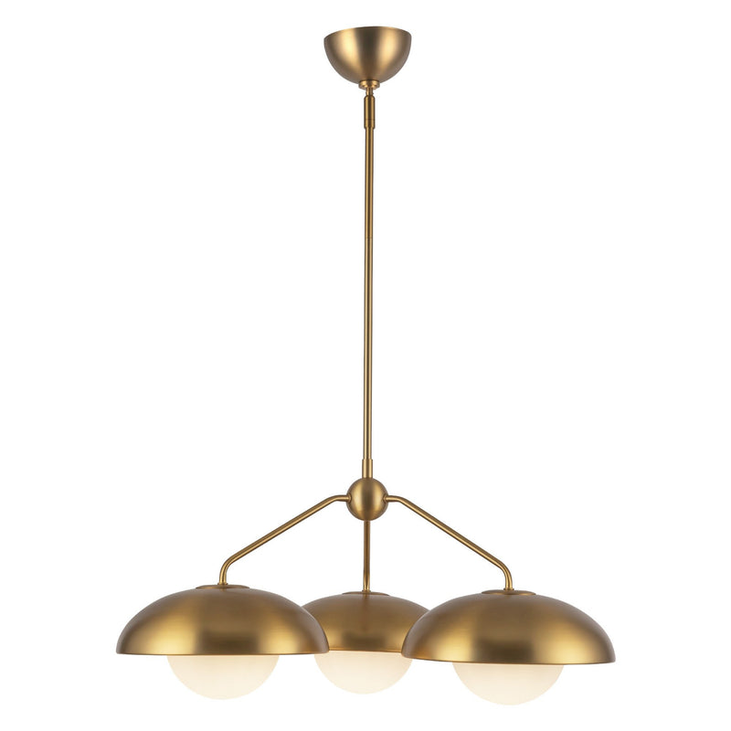Rubio 28" 3-Light Chandelier in Aged Gold/Opal Matte Glass