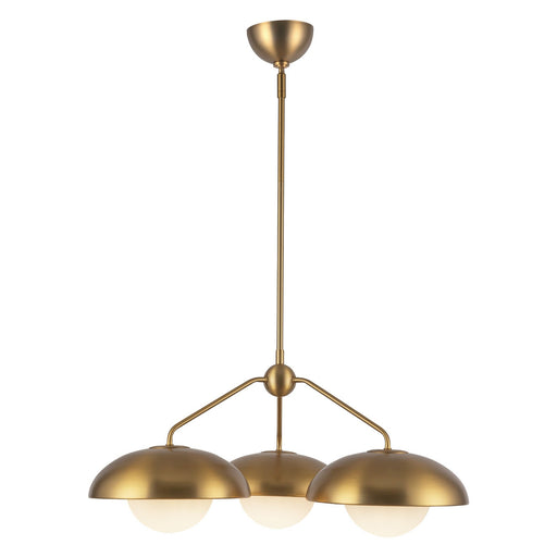 Rubio 28" 3-Light Chandelier in Aged Gold/Opal Matte Glass