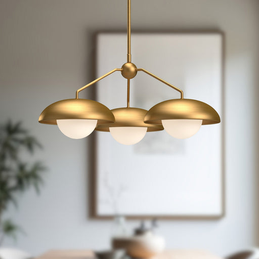 Rubio 28" 3-Light Chandelier in Aged Gold/Opal Matte Glass