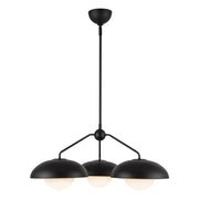 Rubio 28" 3-Light Chandelier in Matte Black/Opal Matte Glass