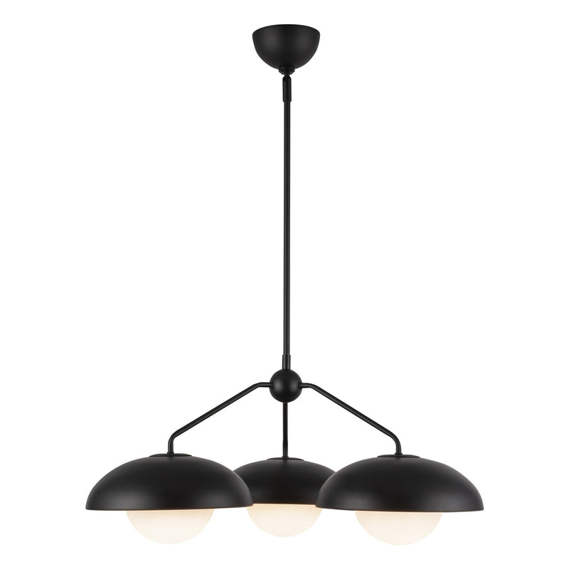 Rubio 28" 3-Light Chandelier in Matte Black/Opal Matte Glass