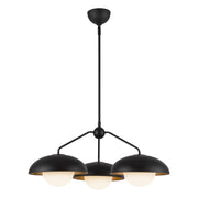 Rubio 28" 3-Light Chandelier in Matte Black/Opal Matte Glass