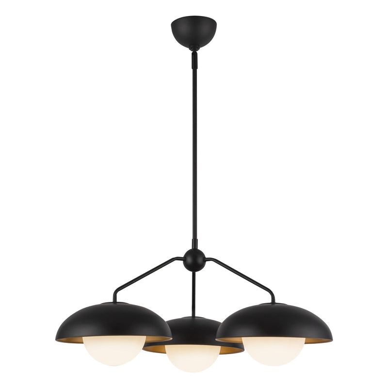 Rubio 28" 3-Light Chandelier in Matte Black/Opal Matte Glass
