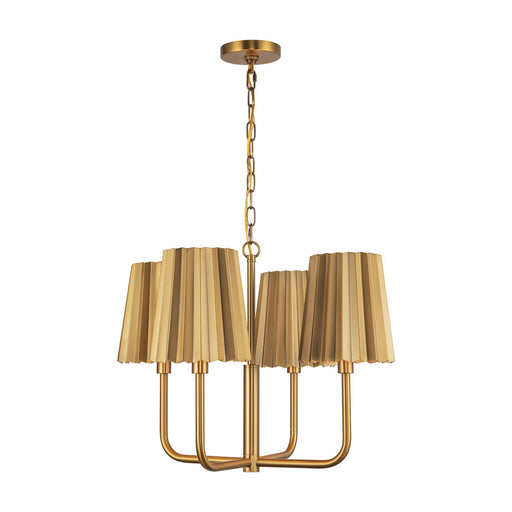 Plisse 23" 4-Light Chandelier in Aged Gold