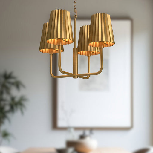 Plisse 23" 4-Light Chandelier in Aged Gold