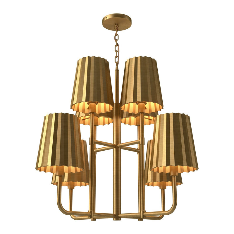Plisse 30" 8-Light Chandelier in Aged Gold