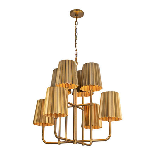 Plisse 30" 8-Light Chandelier in Aged Gold