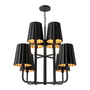 Plisse 30" 8-Light Chandelier in Matte Black