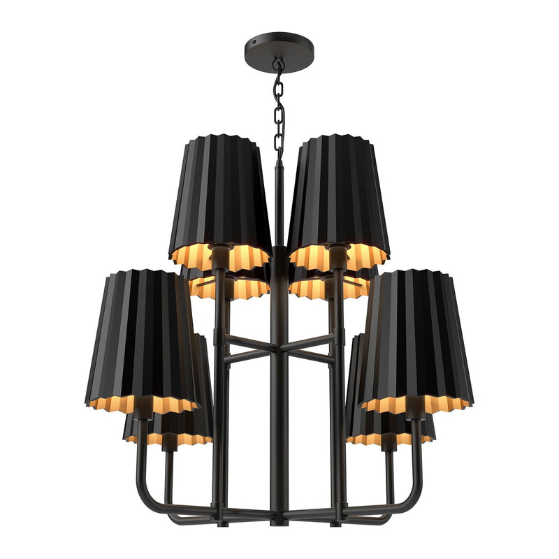 Plisse 30" 8-Light Chandelier in Matte Black
