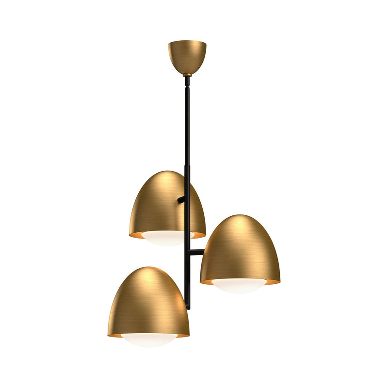 Kenji 24" 3-Light Chandelier in Aged Gold/Opal Matte Glass