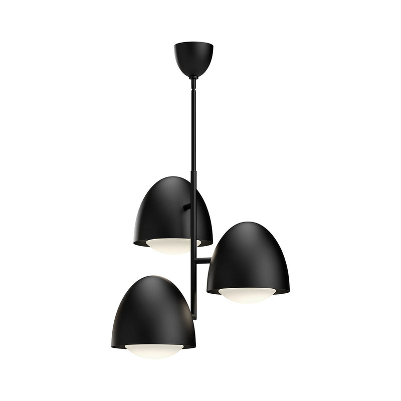 Kenji 24" 3-Light Chandelier in Matte Black/Opal Matte Glass