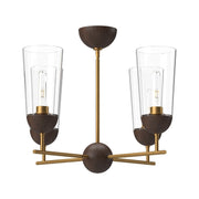 Emil 25" 4-Light Chandelier in Aged Gold/Walnut