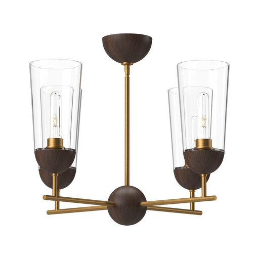 Emil 25" 4-Light Chandelier in Aged Gold/Walnut