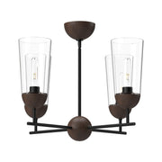 Emil 25" 4-Light Chandelier in Matte Black/Walnut