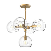 Willow 18" 5-Light Chandelier in Brushed Gold/Clear Glass