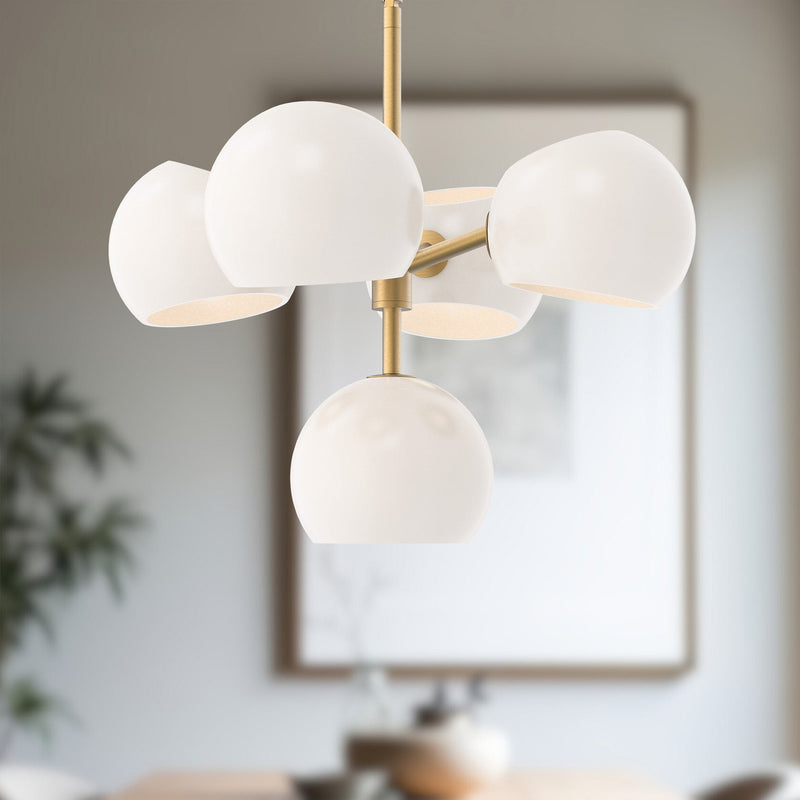 Willow 18" 5-Light Chandelier in Brushed Gold/Opal Matte Glass