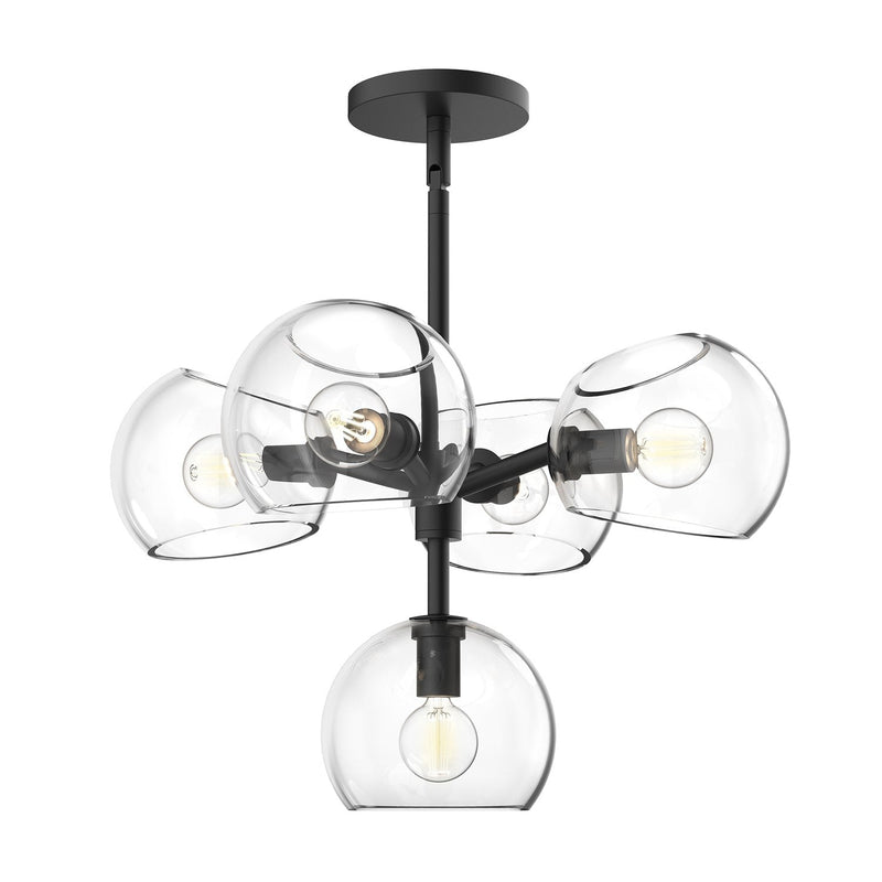 Willow 18" 5-Light Chandelier in Clear Glass/Matte Black