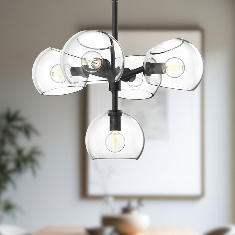 Willow 18" 5-Light Chandelier in Clear Glass/Matte Black