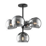 Willow 18" 5-Light Chandelier in Matte Black/Smoked Solid Glass