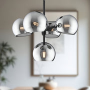Willow 18" 5-Light Chandelier in Matte Black/Smoked Solid Glass