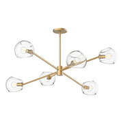 Willow 37" 6-Light Glass Shade Chandelier in Brushed Gold/Clear Glass