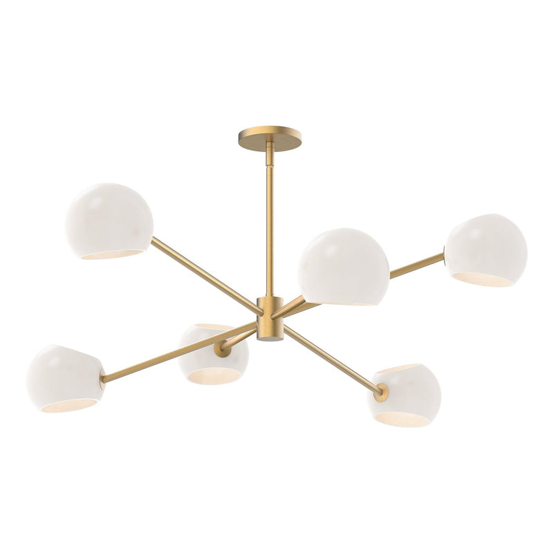 Willow 37" 6-Light Glass Shade Chandelier in Brushed Gold/Opal Matte Glass