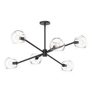 Willow 37" 6-Light Glass Shade Chandelier in Clear Glass/Matte Black