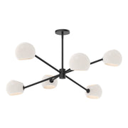 Willow 37" 6-Light Glass Shade Chandelier in Matte Black/Opal Matte Glass