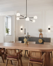 Willow 37" 6-Light Glass Shade Chandelier in Matte Black/Opal Matte Glass