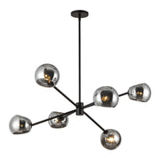 Willow 37" 6-Light Glass Shade Chandelier in Matte Black/Smoked Solid Glass