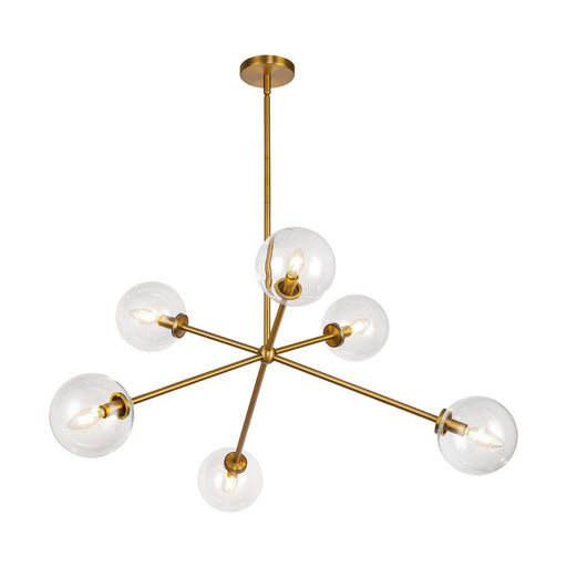 Cassia 40" 6-Light Chandelier in Aged Gold/Clear Glass