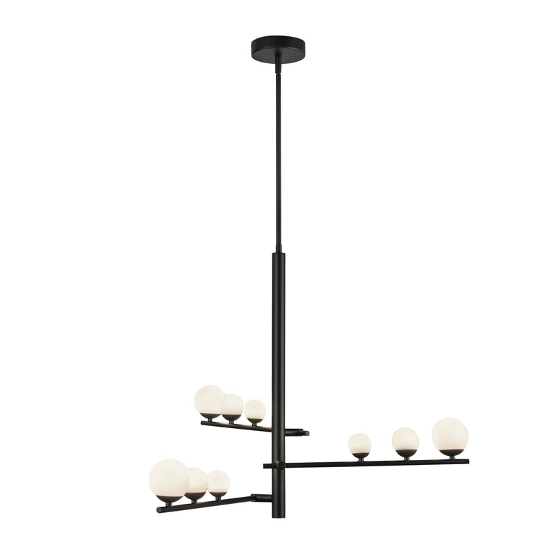 Cypress 3-Head Chandelier in Black/Opal Glass
