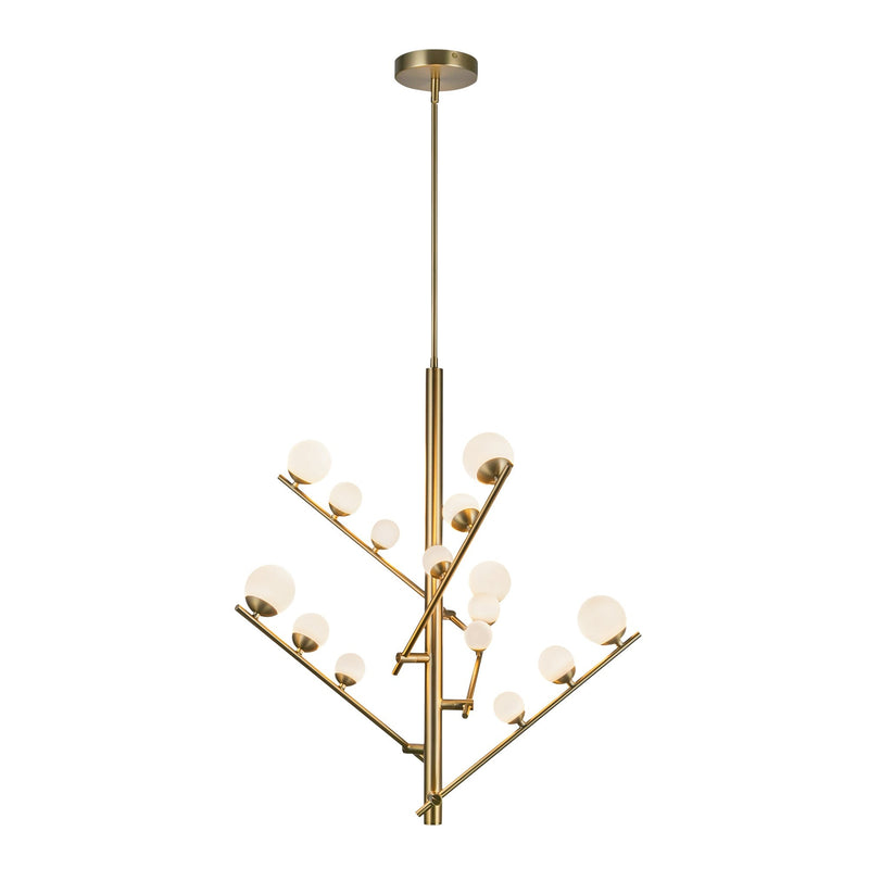 Cypress 5-Head Chandelier in Brushed Gold/Opal Glass