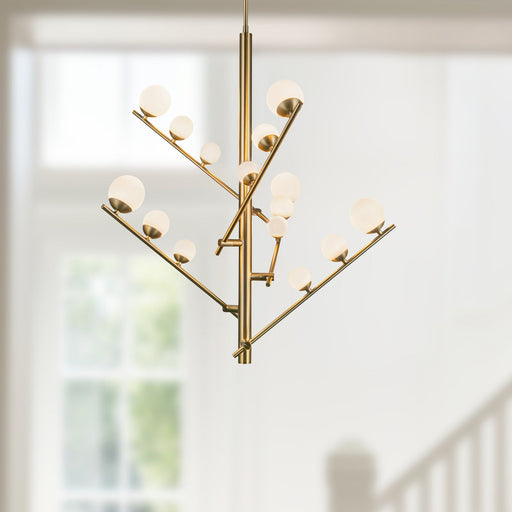 Cypress 5-Head Chandelier in Brushed Gold/Opal Glass