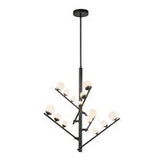 Cypress 5-Head Chandelier in Black/Opal Glass