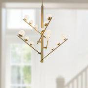 Cypress 5-Head Chandelier in Black/Opal Glass