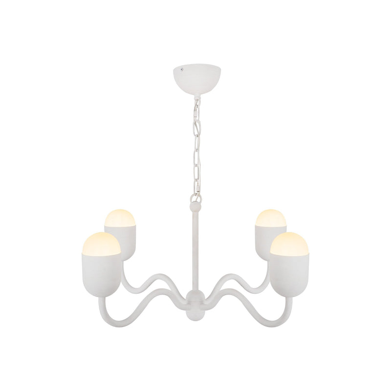 Effie 27" 4-Light Chandelier in Antique White/Opal Glass